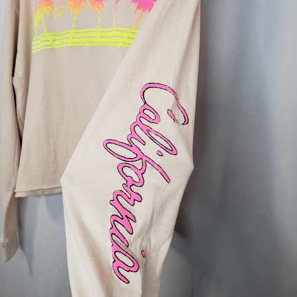 Daydreamer California Palms Long Sleeve Cream Shirt Tee Size M - Picture 2 of 5